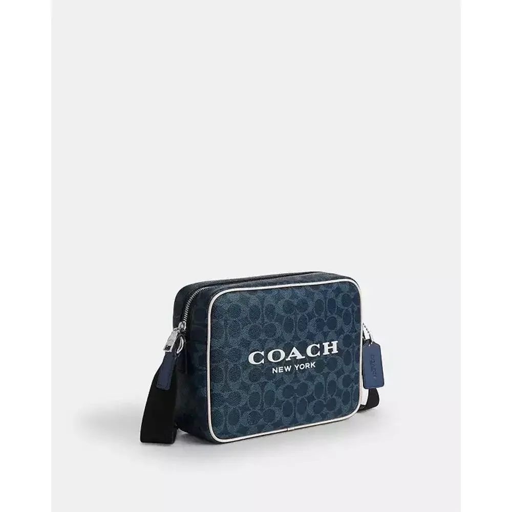 NWT Coach Colton Crossbody Bag 25 Signature Canvas With Coach Graphic ink blue